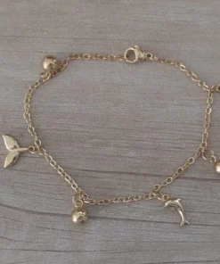 pulsera acero dorada dijes marino