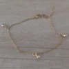 tobillera acero dorado con bolitas
