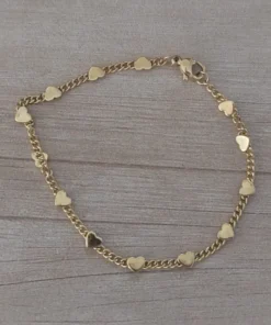 pulsera de acero dorado corazones