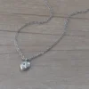 cadena de acero con dije corazon con strass