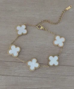 pulseras de acero dorado trebol estilo van cleef