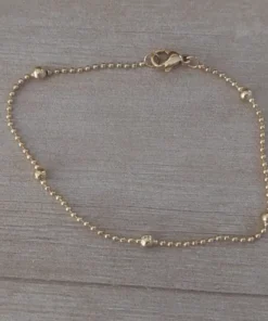 pulsera de acero dorado bolitas combinadas