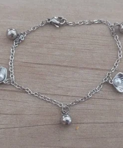 pulseras de acero trebol estilo van cleefulsera de acero ostras y bolitas
