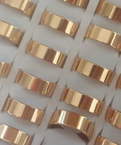 Caja de anillos alianza de acero dorado