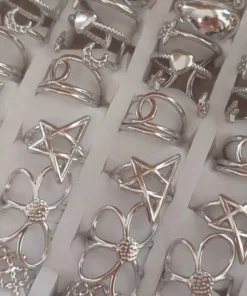 Caja de 36 anillos de acero varios modelos