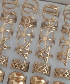 Caja de anillos de acero dorado varios modelos