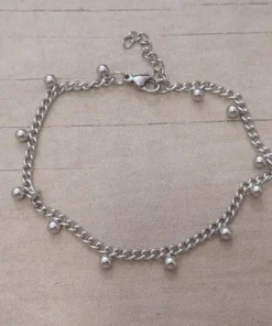 PULSERA DE ACERO GRUMET CON BOLITAS SOLDADAS. LARGO 18,5 + EXT. 3 CM.