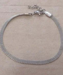 PULSERA DE ACERO MALLA PLANA 3MM. LARGO 18 + 2,5 CM
