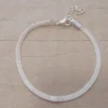 PULSERA DE ACERO BLANCO MALLA PLANA 3 MM. LARGO 18 + 2,5 CM.