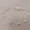 PULSERA DE ACERO BLANCO FORCET CON PERLAS 3 MM. LARGO 18 + 3 CM EXT.