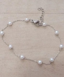 Pulsera de acero con perlitas