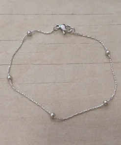 PULSERA DE ACERO CARDANO FINA CON BOLITAS. LARGO 19 CM