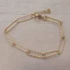 PULSERA DE ACERO DORADO ESLABÓN ALARGADO FACETADO. LARGO 17,5 + 2,5  CM.