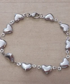 PULSERA DE ACERO ESLABÓN CONECTOR CORAZÓN. LARGO 19 CM