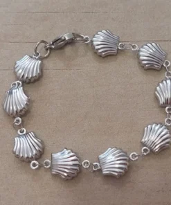 PULSERA DE ACERO ESLABÓN CONECTOR OSTRA. LARGO 19 CM