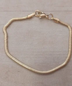 PULSERA DE ACERO DORADO VÍBORA CHATA 3.0. LARGO 19 CM