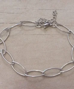 PULSERA DE ACERO ESLABÓN ALARGADO OVALADO. LARGO 17,5 + 3 CM. EXT.