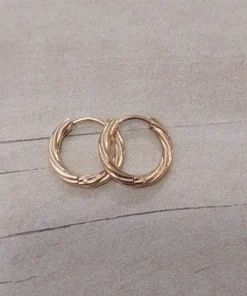 Aro de acero dorado argolla bisagra retorcida
