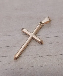 Dije de acero dorado cruz palito