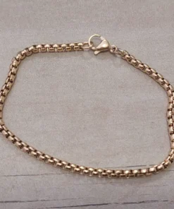 Pulsera de acero dorado rolo cuadrada