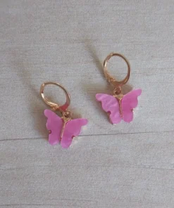 Aro de acero dorado brisura con mariposa