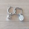 ARO DE ACERO ARGOLLA 15 MM CIRCULO CON HUELLA STRASS BLANCO