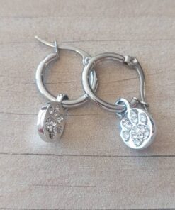 ARO DE ACERO ARGOLLA 15 MM CIRCULO CON HUELLA STRASS BLANCO