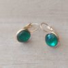 ARO DE ACERO DORADO BRISURA CON PASTILLA VERDE 10 MM