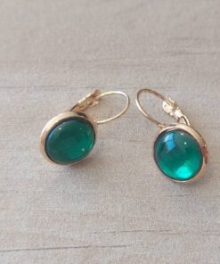 ARO DE ACERO DORADO BRISURA CON PASTILLA VERDE 10 MM