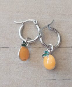 ARO DE ACERO ARGOLLA 15 MM CON NARANJA ESMALTADA