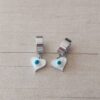 ARO DE ACERO ARGOLLA PLANA CON BISAGRA Y DIJE CORAZÓN CON OJITO. 4 X 10 MM