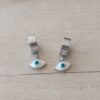 ARO DE ACERO ARGOLLA PLANA CON BISAGRA Y DIJE OJITO. 4 X 10 MM