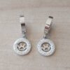 ARO DE ACERO ARGOLLA PLANA LISA CON BISAGRA Y DIJE CIRCULO STRASS CON CORONA. 3 X 13 MM