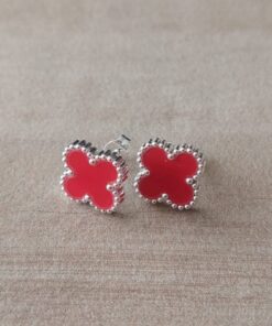 ARO DE ACERO BLANCO VAN CLEEF 14 MM COLOR ROJO