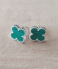 ARO DE ACERO BLANCO VAN CLEEF 14 MM COLOR VERDE