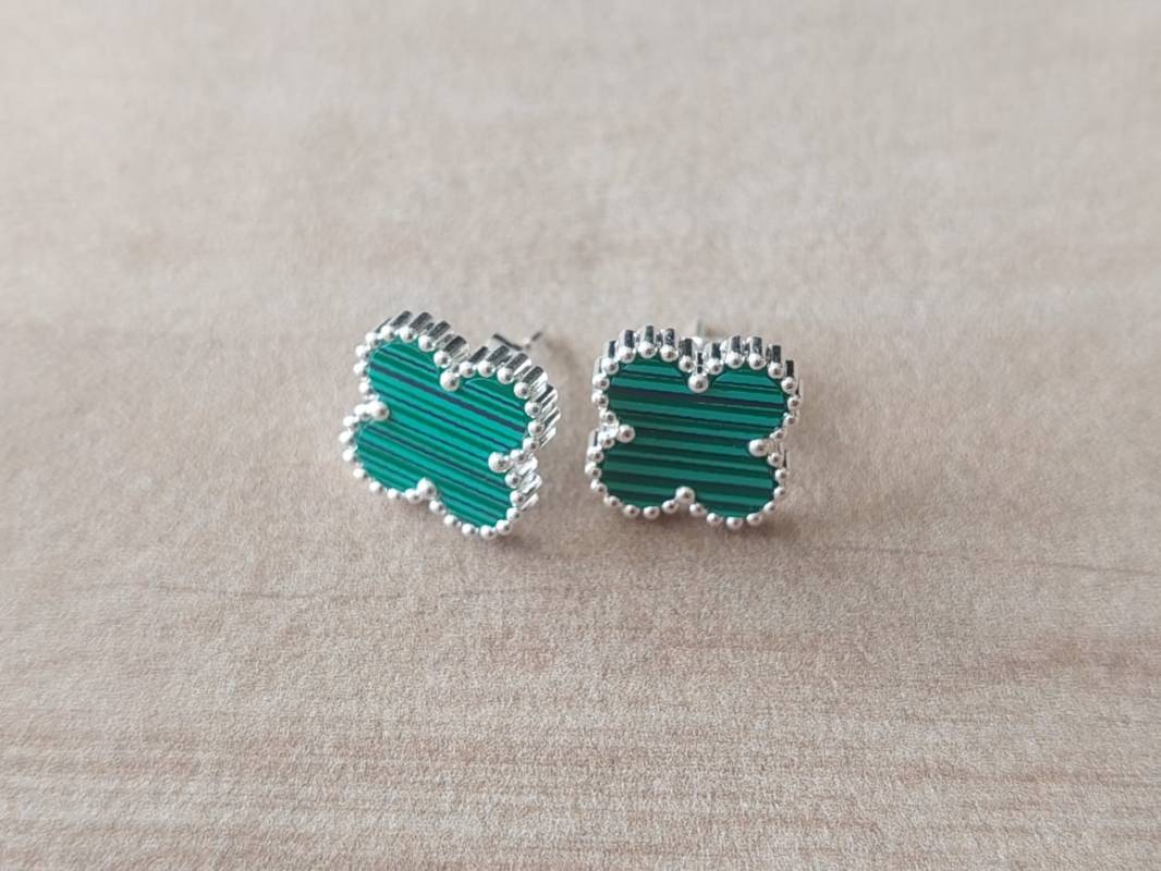 ARO DE ACERO BLANCO VAN CLEEF 14 MM COLOR VERDE