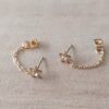 ARO DE ACERO DORADO ESTRELLA CON STRASS BLANCO CON CADENA UNIDA A FRU FRU