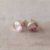 ARO DE ACERO DORADO PASANTE CRISTAL ROSA FACETADO 8 MM.