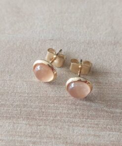 ARO DE ACERO DORADO PASTILLA OJO DE GATO CHAMPAGNE 6 MM.