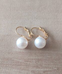 ARO DE ACERO DORADO BRISURA CON PERLA BLANCA PEGADA 9 MM