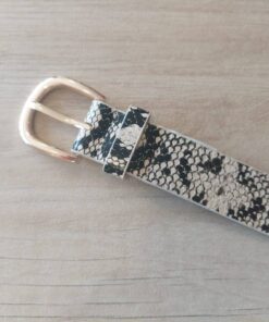 CINTO DAMA REPTIL COLOR MARFIL CON HEBILLA DORADA