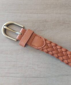 CINTO DAMA PU TRENZADO COLOR SUELA CON HEBILLA BRONCE