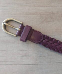 CINTO DAMA PU TRENZADO COLOR BORDO CON HEBILLA BRONCE