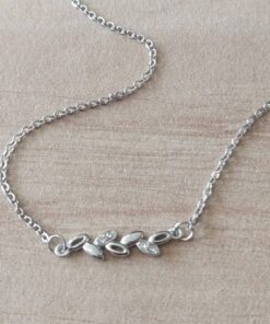 COLGANTE DE ACERO ESLABÓN ESPEJITO CON CENTRO DE STRASS. LARGO 40 CM + 5 CM EXT
