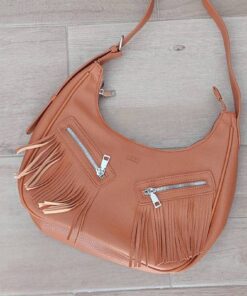 CARTERA CON FLECOS Y CIERRES FRONTALES SUELA (BROWN) 30 X 18 X 8 CM