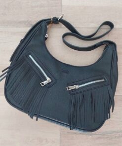 CARTERA CON FLECOS Y CIERRES FRONTALES NEGRA 30 X 18 X 8 CM