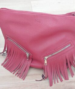 CARTERA TIPO MORRAL CON FLECOS Y CIERRES FRONTALES BORDO 30 X 27 X 10 CM