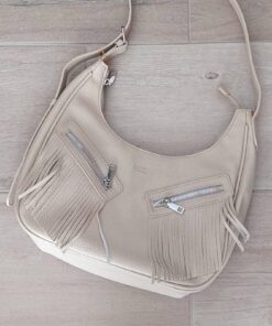 CARTERA CON FLECOS Y CIERRES FRONTALES BEIGE (KHAKI) 30 X 18 X 8 CM