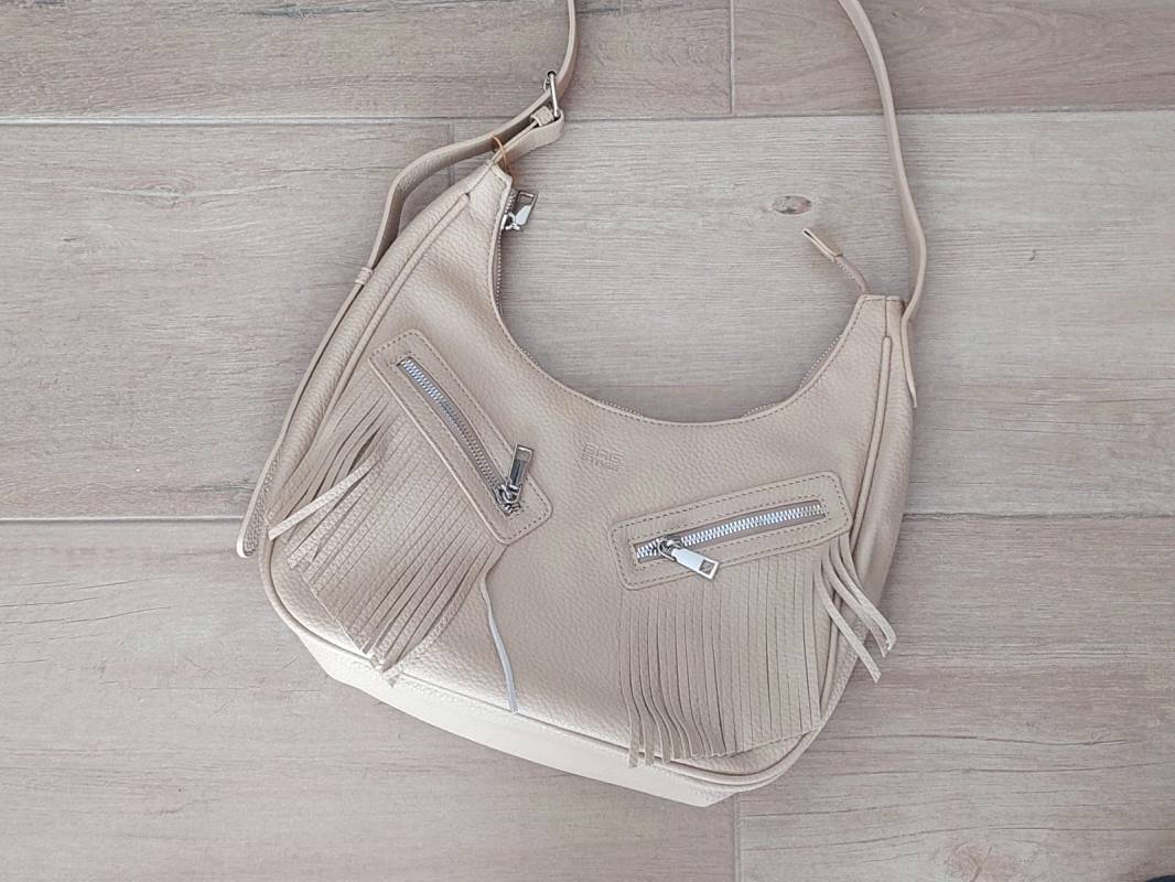 CARTERA CON FLECOS Y CIERRES FRONTALES BEIGE (KHAKI) 30 X 18 X 8 CM