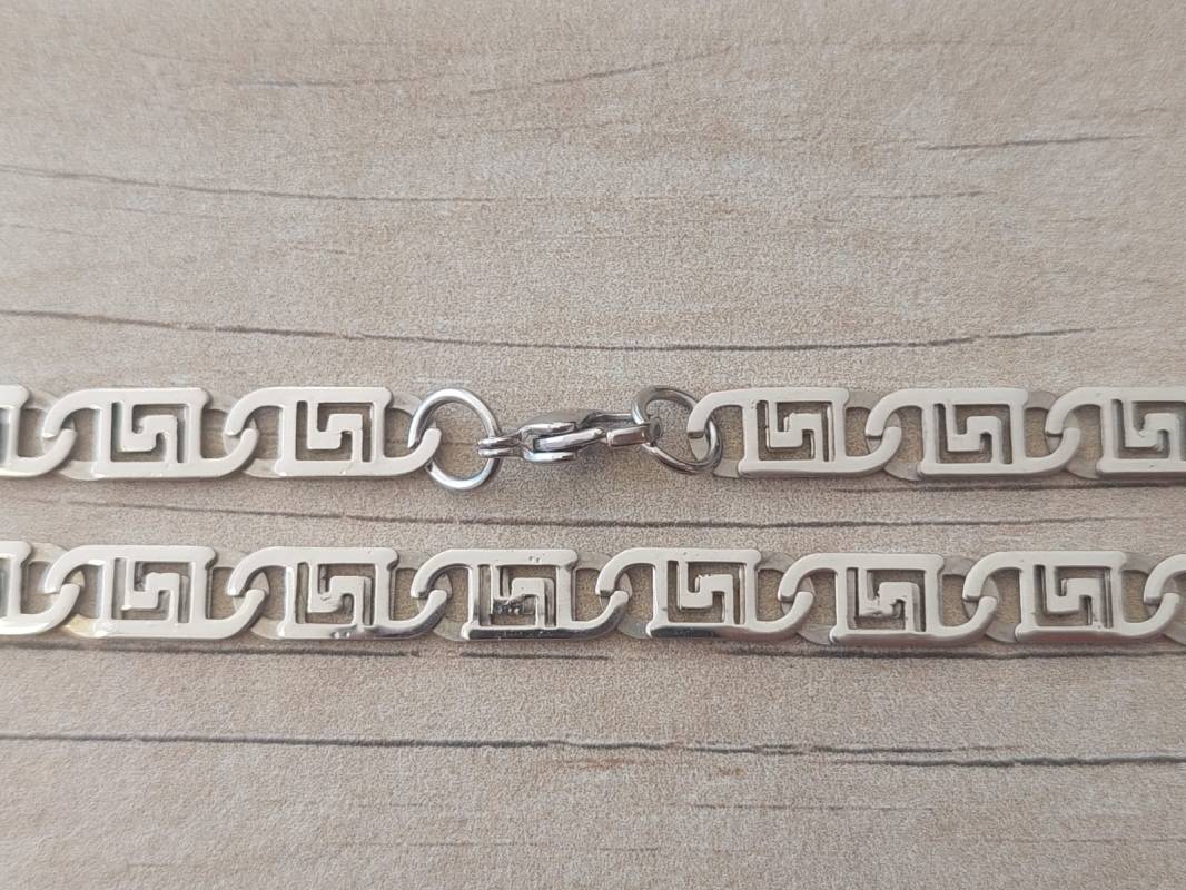 CADENA DE ACERO ESLABÓN CHATO 5 MM CON GUARDA CALADA. LARGO 60 CM